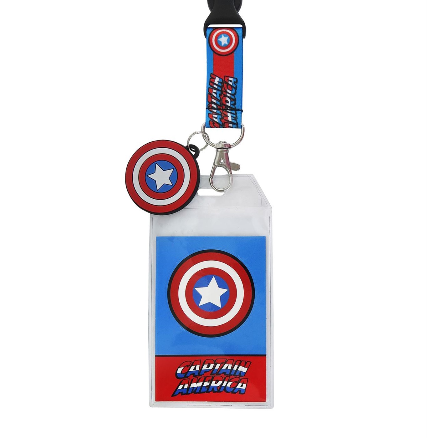 Captain America Classic Hero Lanyard with PVC Charm, Blue
