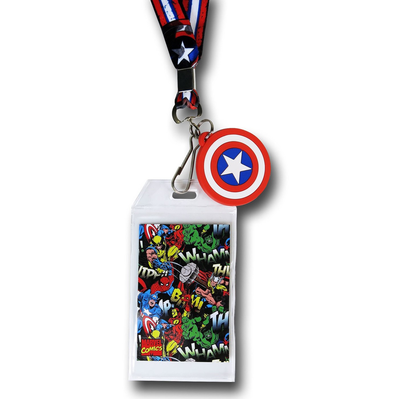 Captain America Stripes and Shield Lanyard, Red