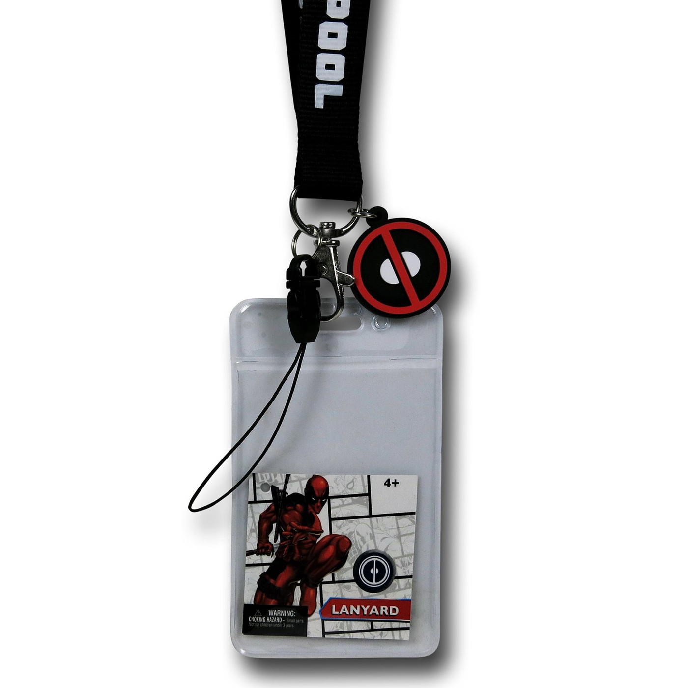 Deadpool Lanyard w/PVC Charm, Black