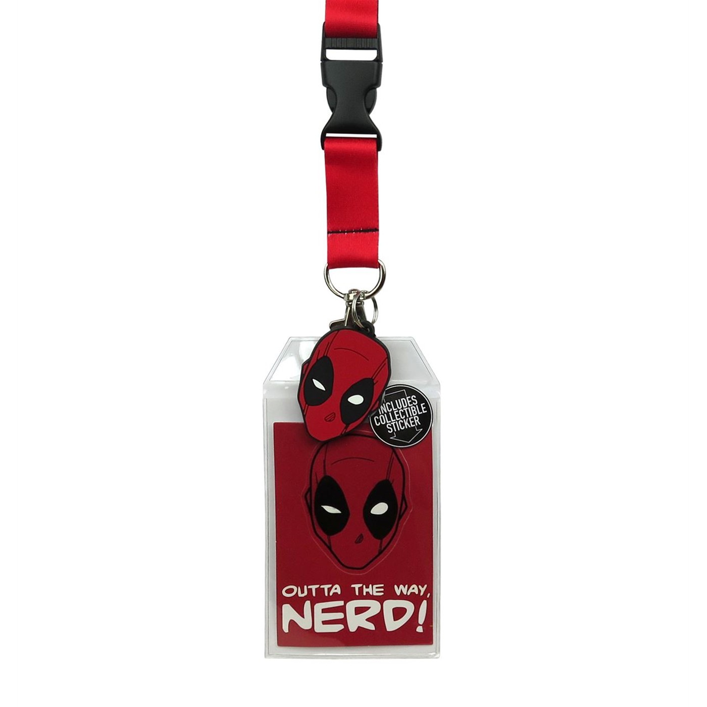 Deadpool Outta The Way Nerd! Lanyard, Red