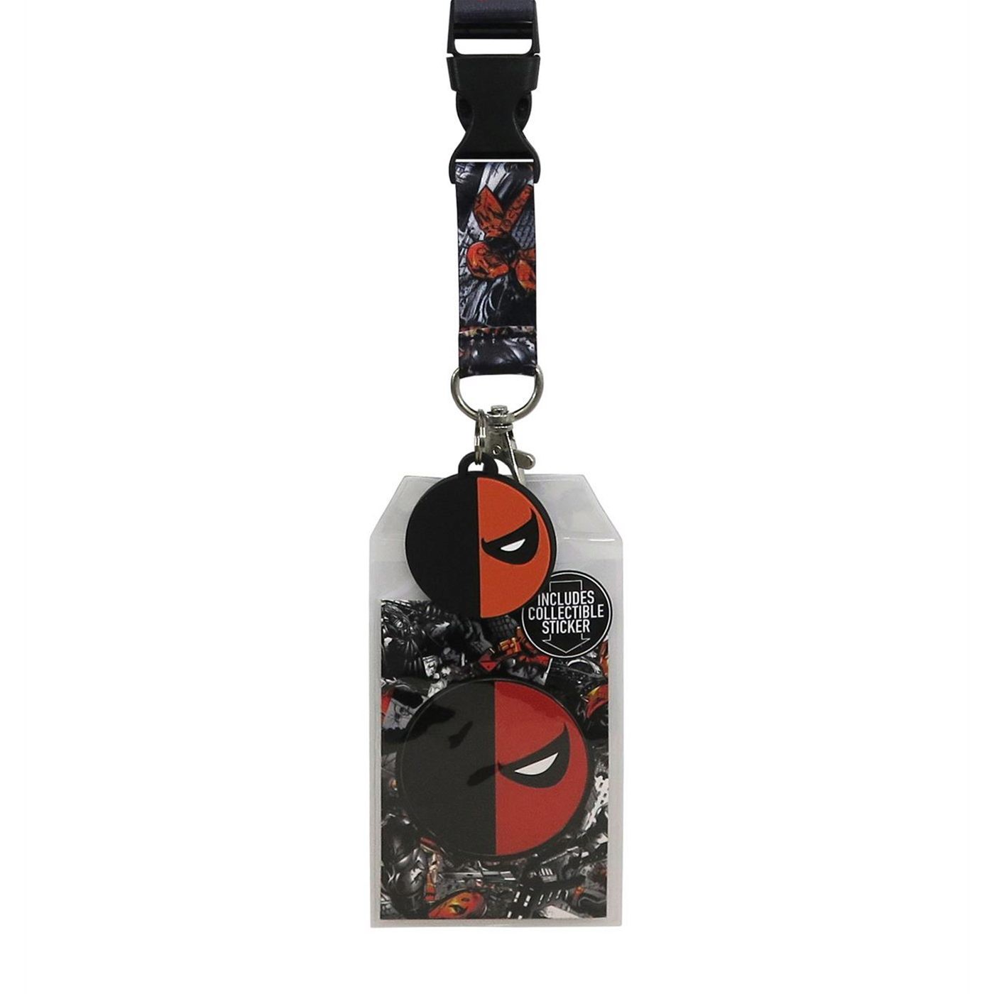 Deathstroke Classic Logo Lanyard with PVC Charm, Black