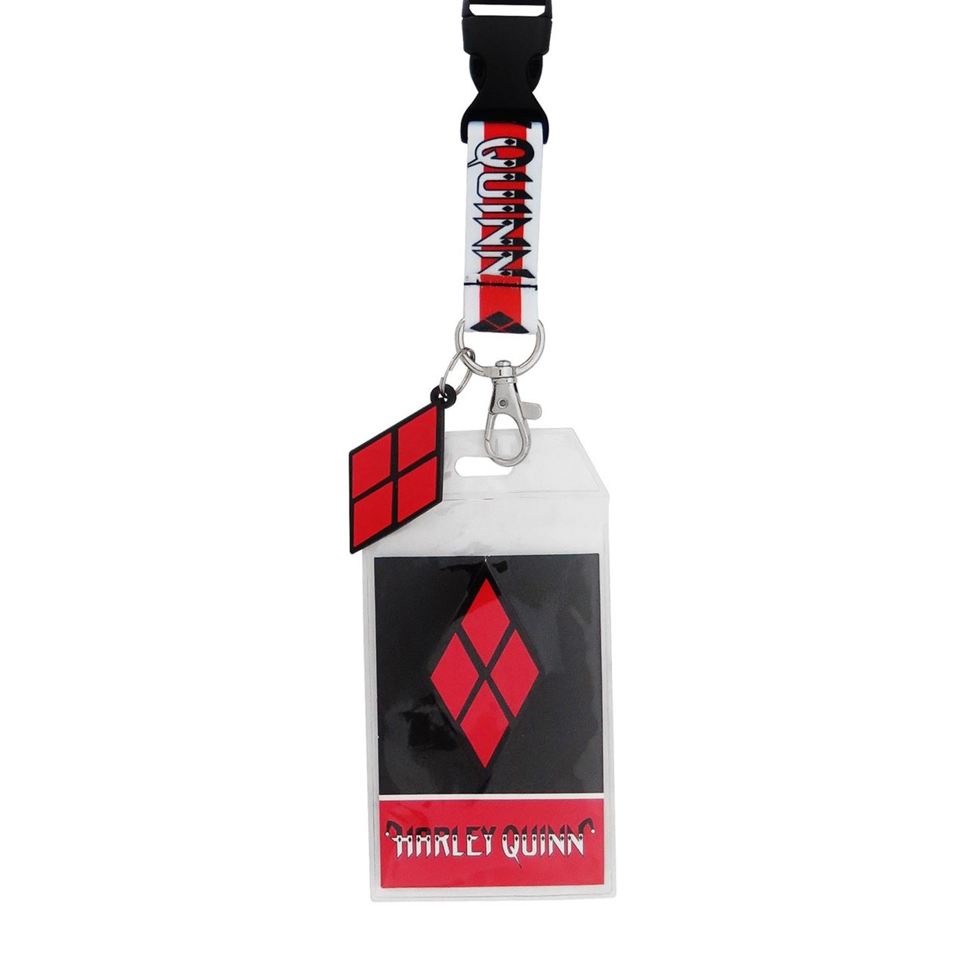 Harley Quinn Classic Lanyard with PVC Charm, Red