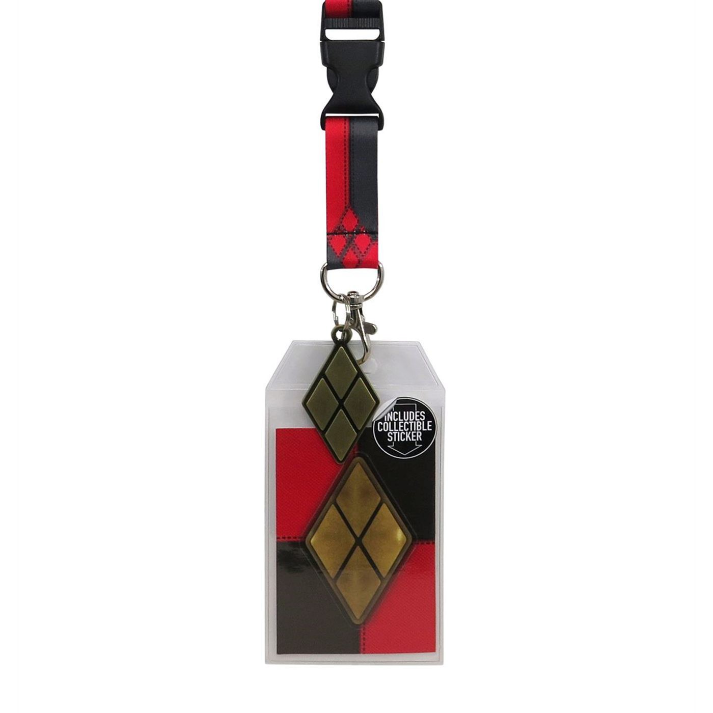 Harley Quinn Suit Up Lanyard with Metal Charm, Red