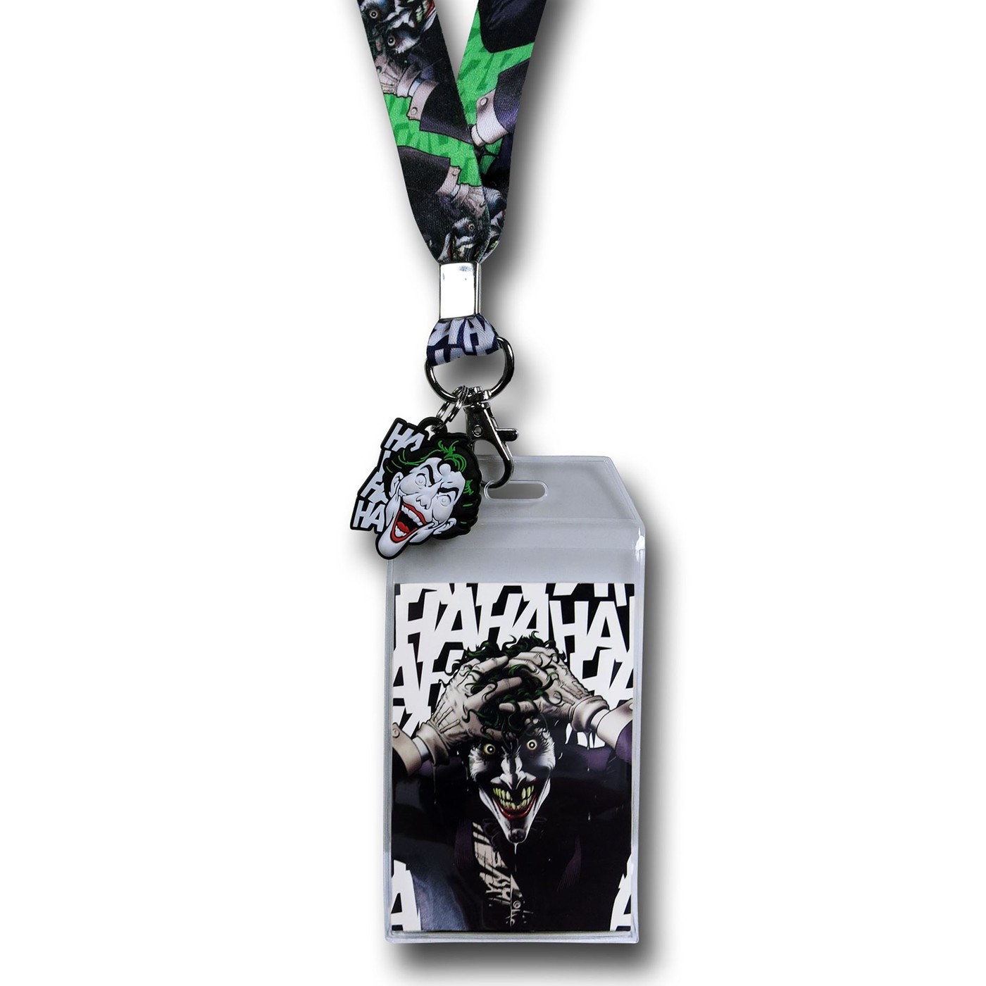 Joker HAHAHA Lanyard w/Face Charm, Black