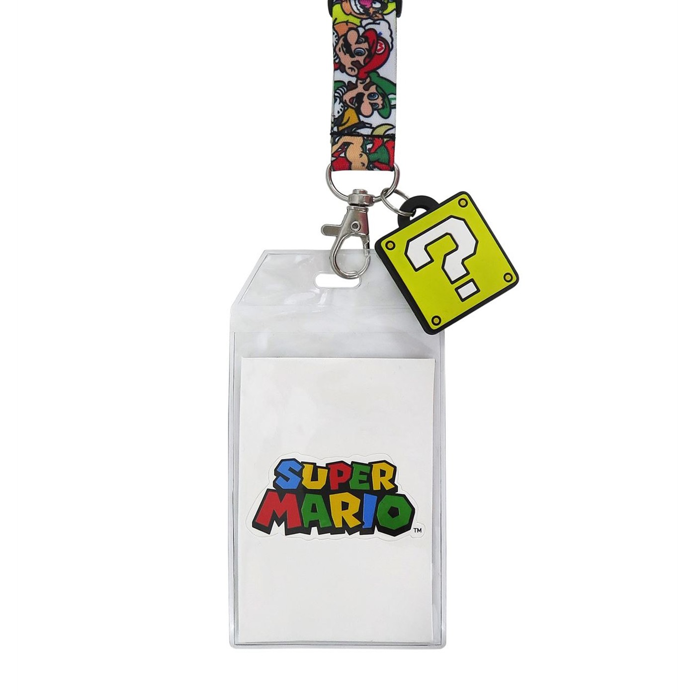 Super Mario Mystery Block Lanyard with PVC Charm, White