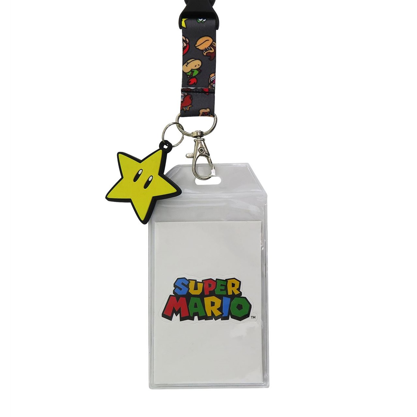 Super Mario Power Star Lanyard with PVC Charm, Clear