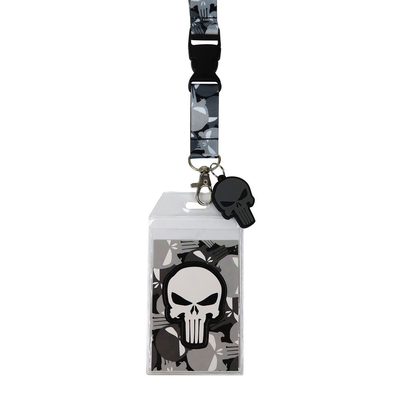 Punisher Skull Lanyard with Charm, Black