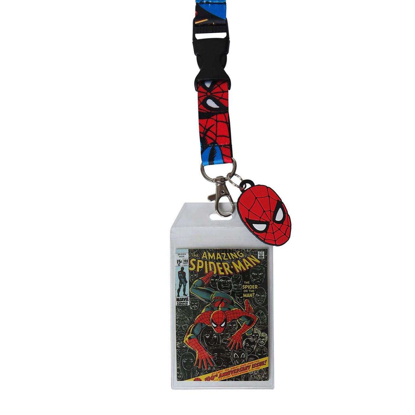 Spiderman Faces Lanyard with Charms, Red