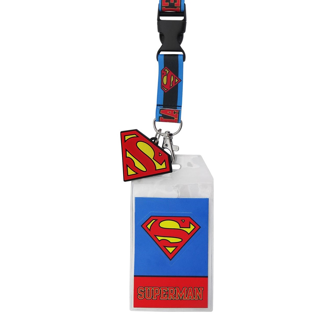 Superman Classic Character Lanyard with PVC Charm, Blue