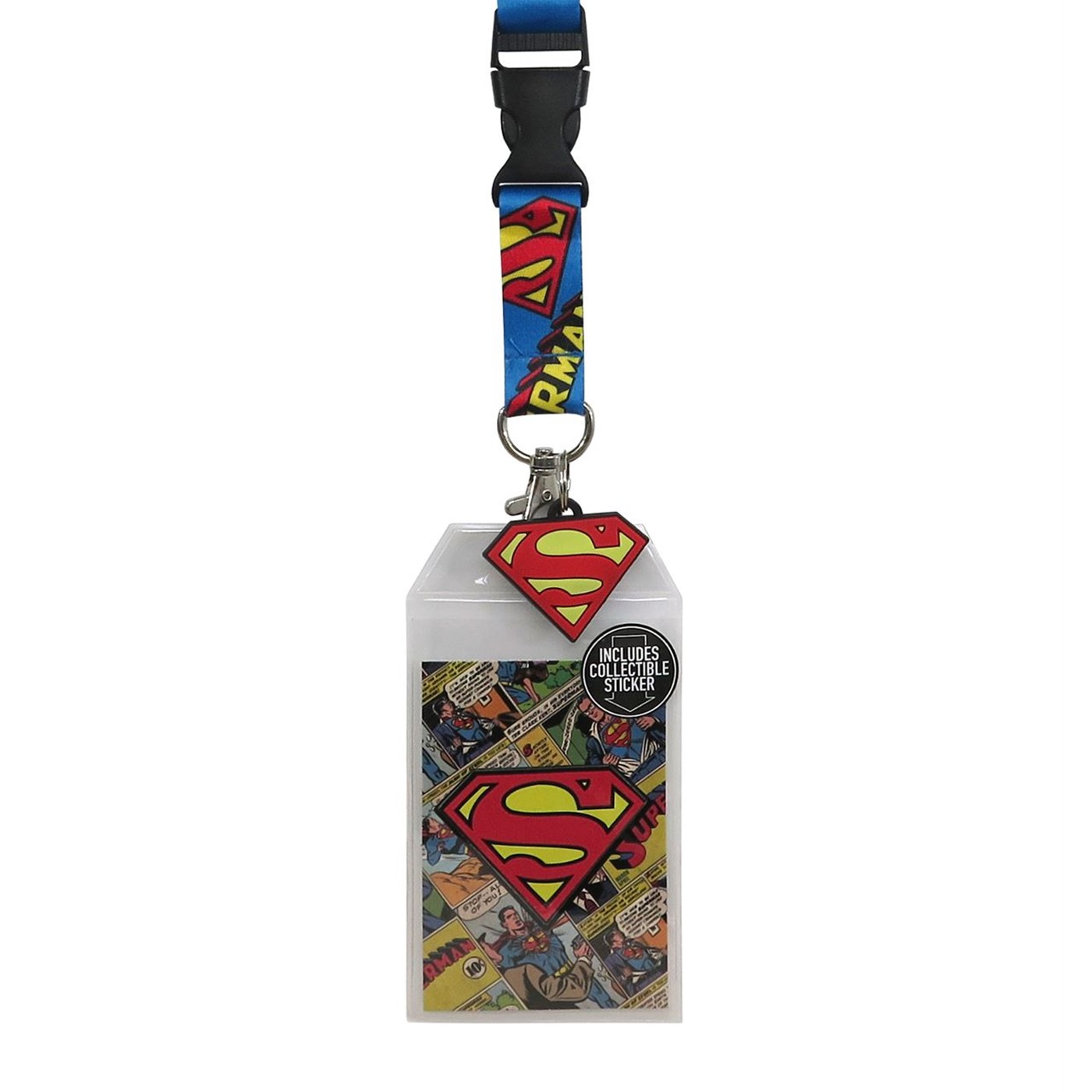 Superman Classic Logo Lanyard with PVC Charm, Blue