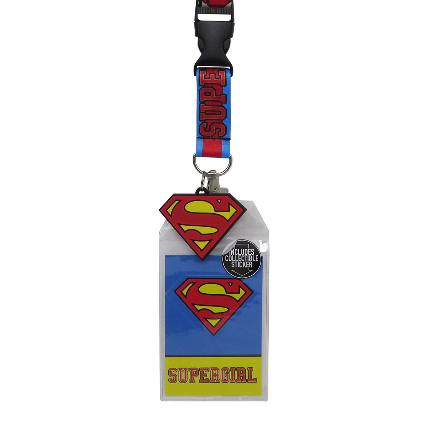 Supergirl Classic Logo Lanyard with PVC Charm, Blue