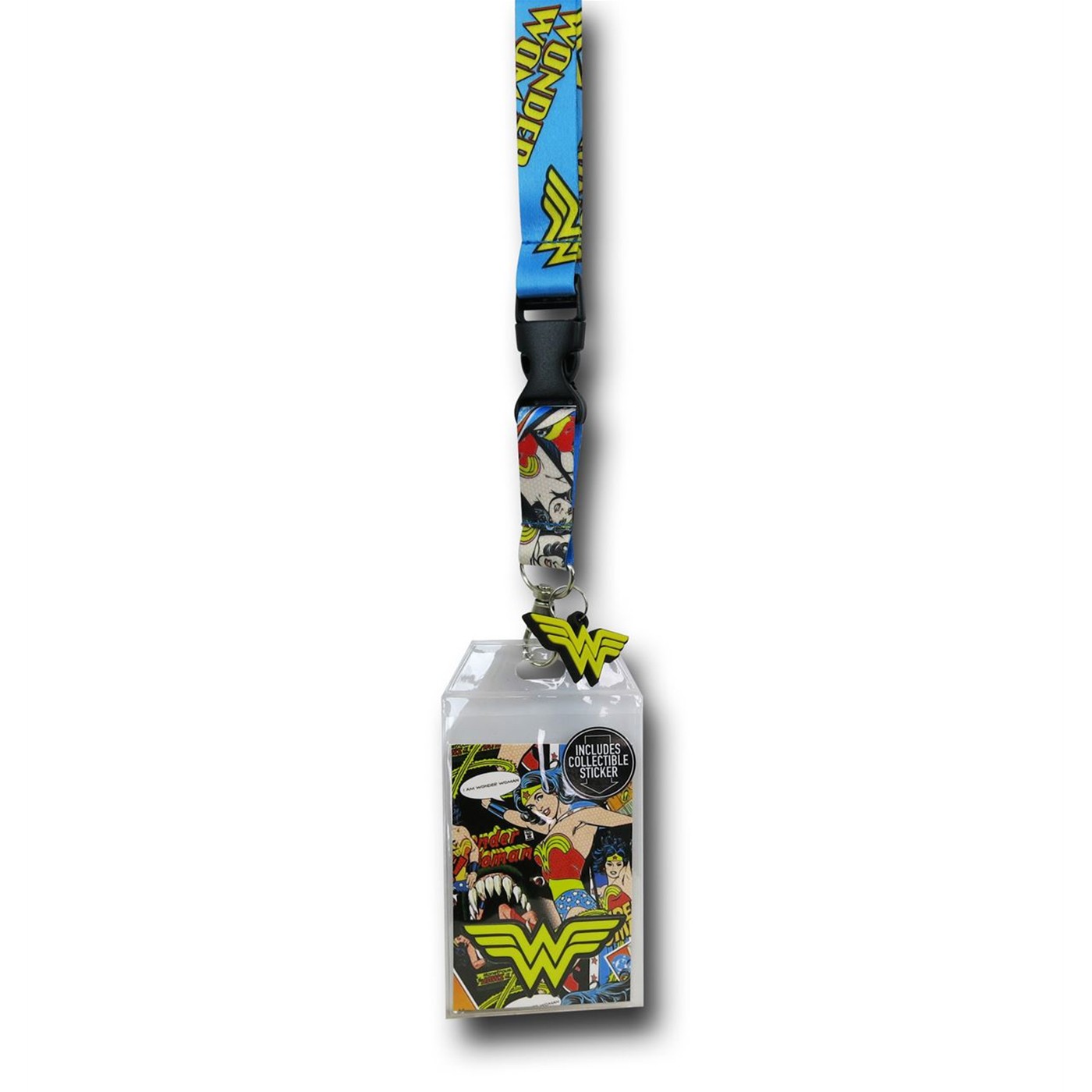 Wonder Woman Comic Lanyard, Blue