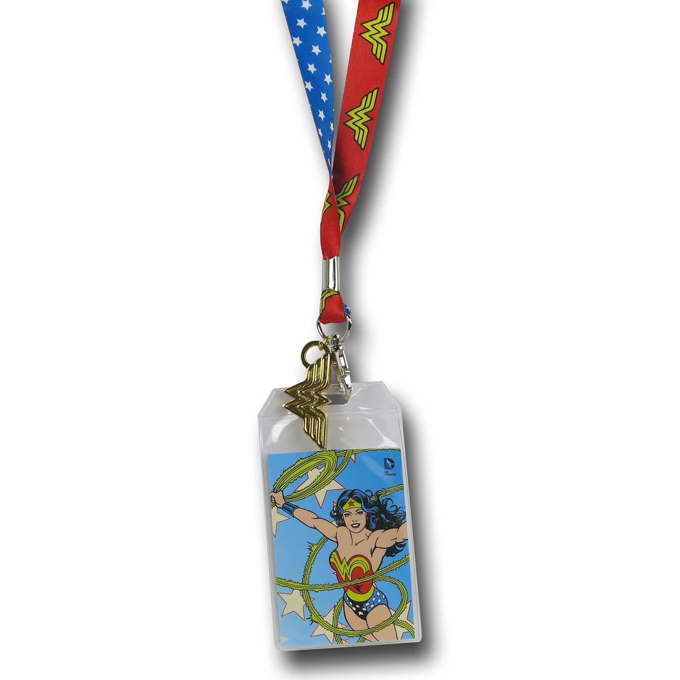 Wonder Woman Symbols & Stars Lanyard, Red