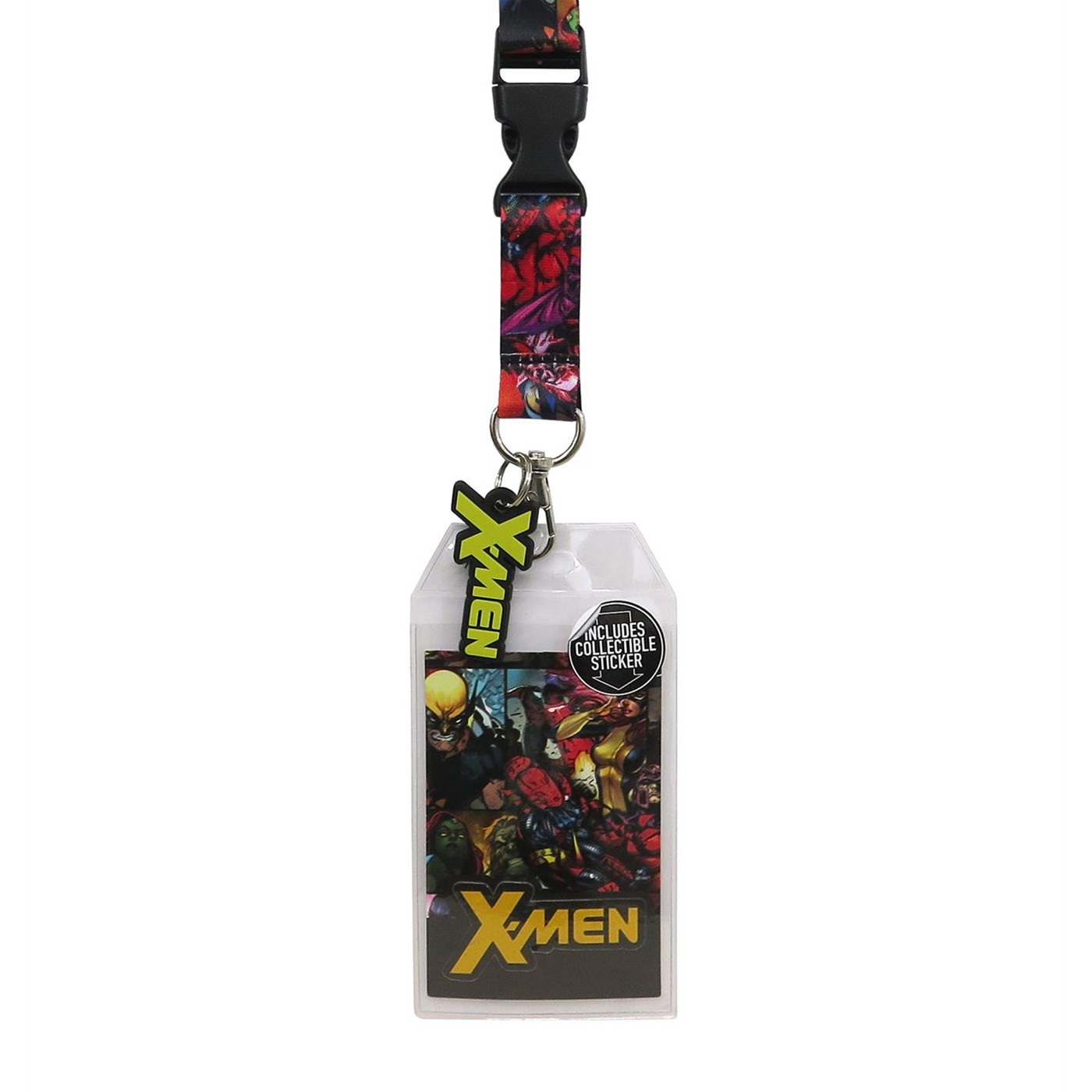 X-Men Comic Collage Lanyard with PVC Charm, Red