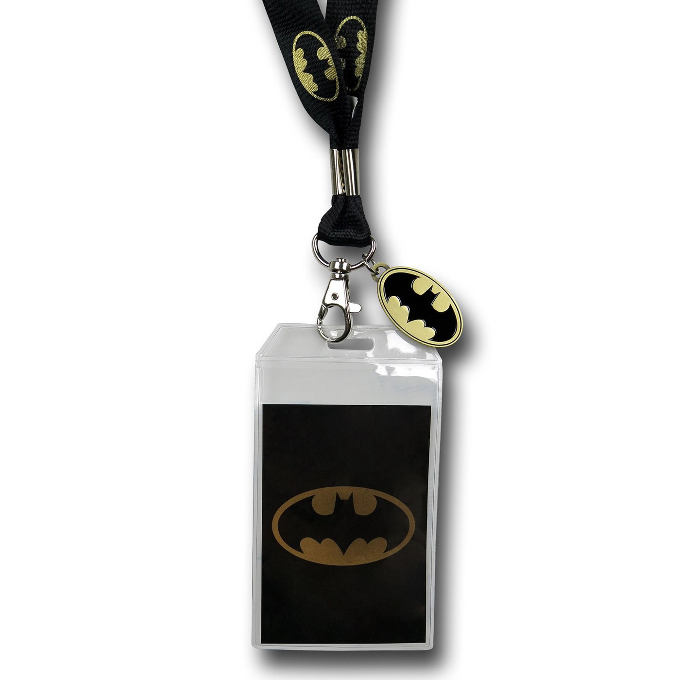 Batman Yellow Symbol Lanyard with Metal Charm, Black