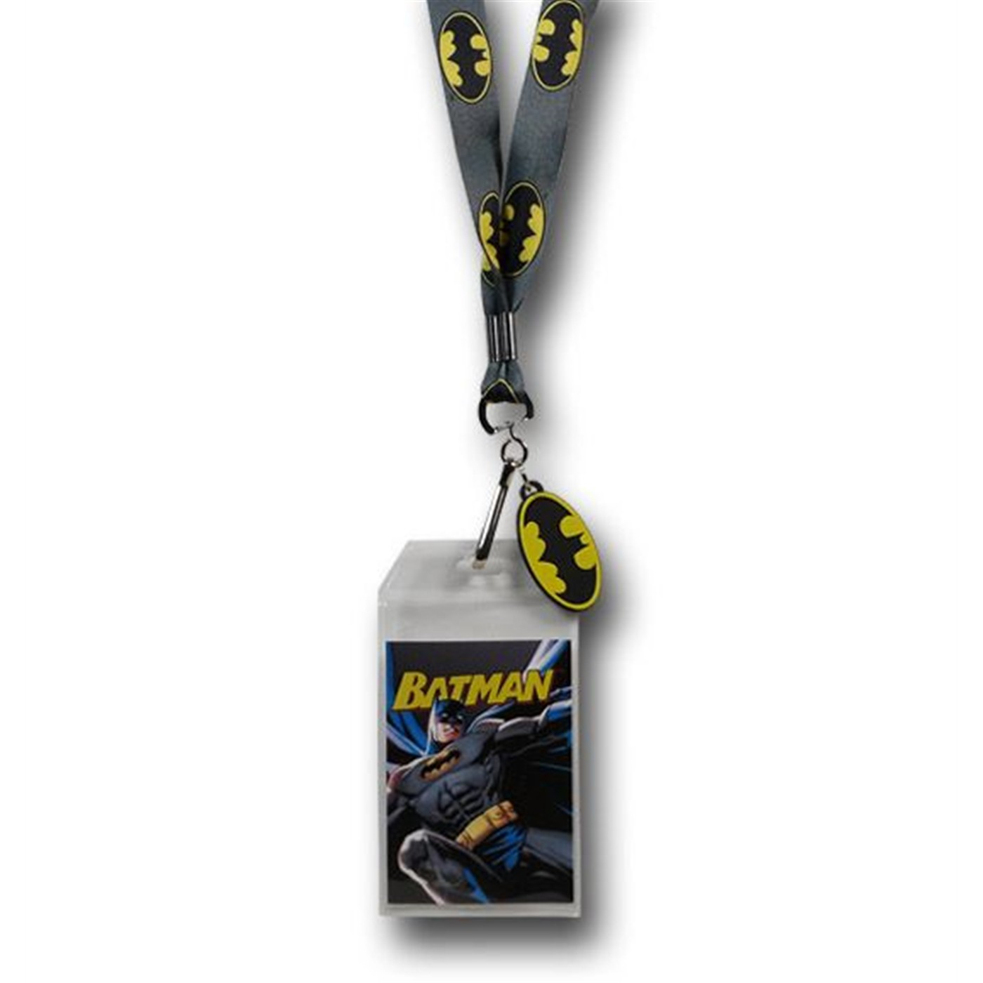 Batman Symbols Lanyard w/Rubber Symbol, Grey