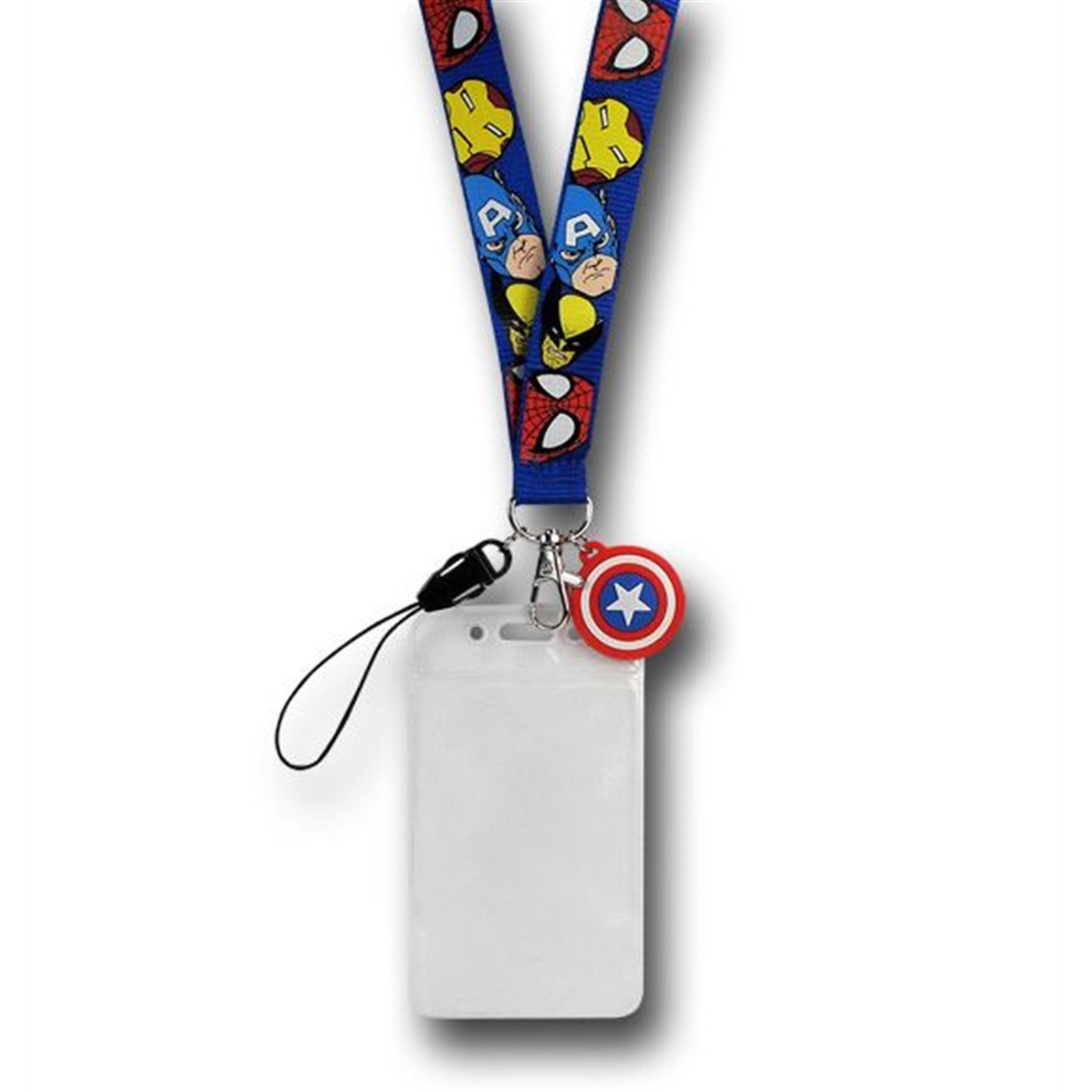 Marvel Faces Lanyard with Captain America Shield, Blue