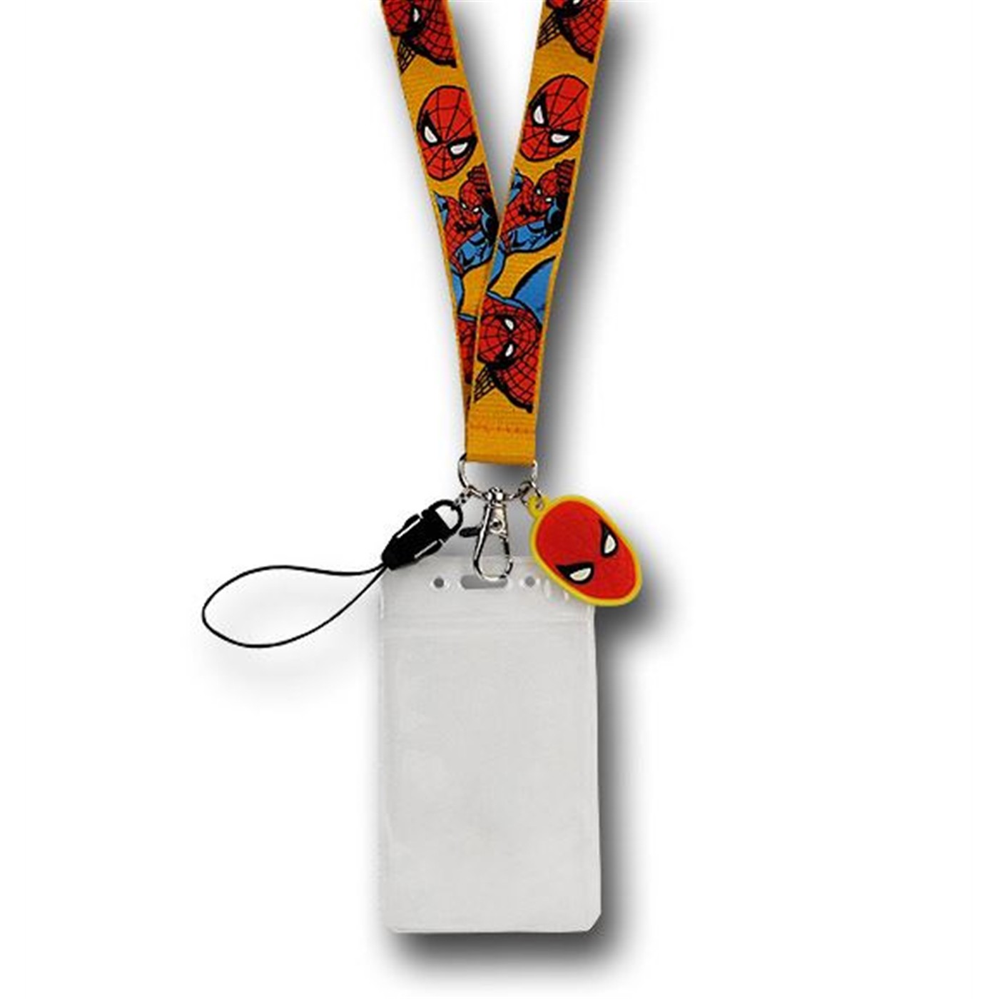 Spiderman Yellow Lanyard with Spiderman Face, Yellow