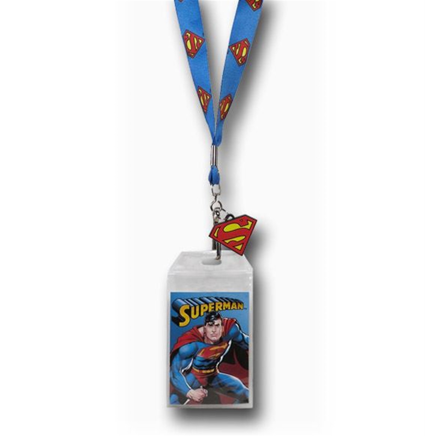 Superman Symbols Lanyard w/Rubber Symbol, Blue