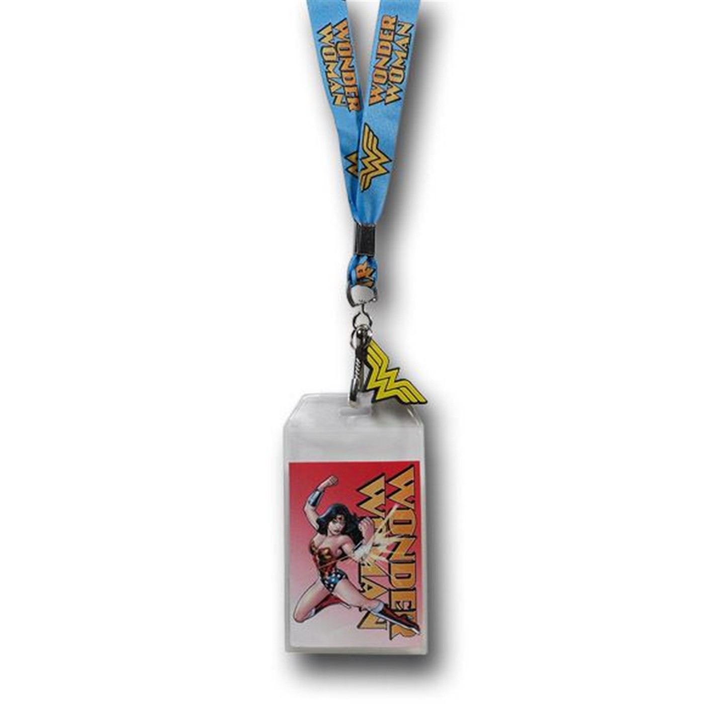 Wonder Woman Lanyard w/Rubber Symbol, Blue