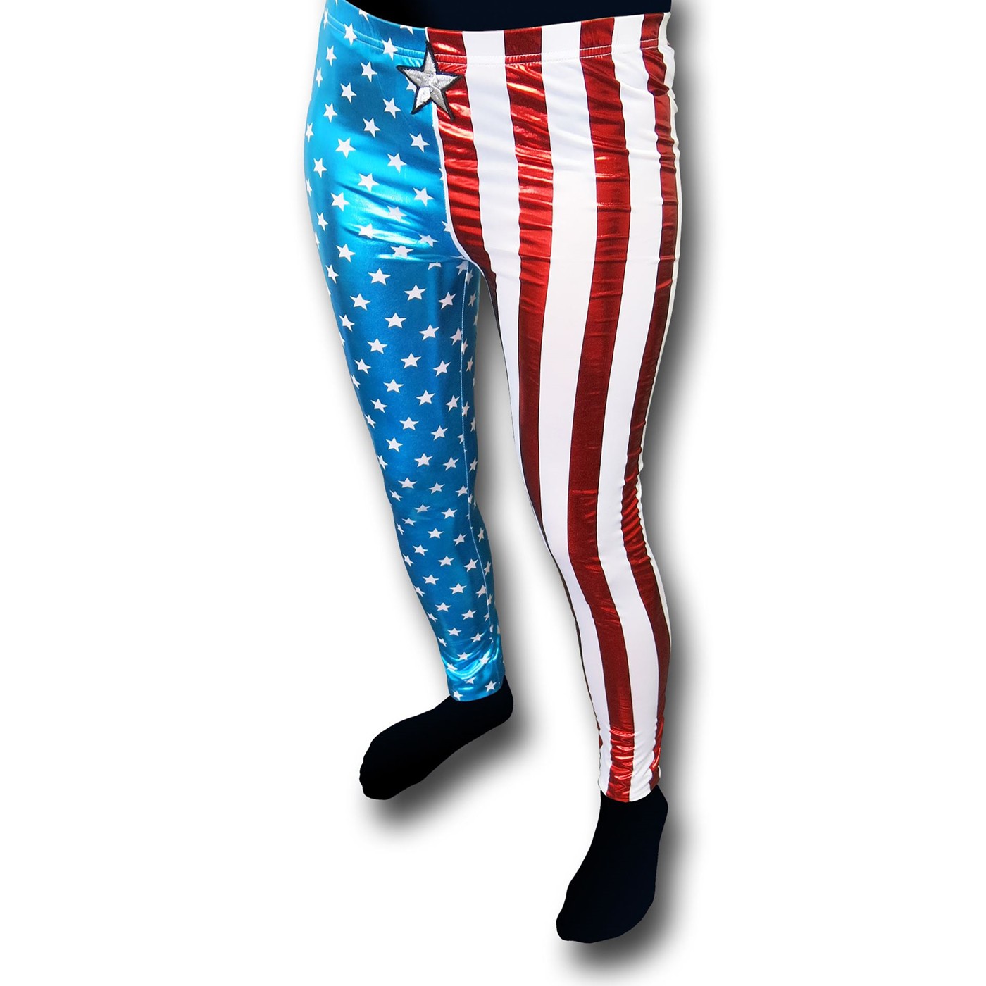 Captain America American Dream Costume Leggings, Blue