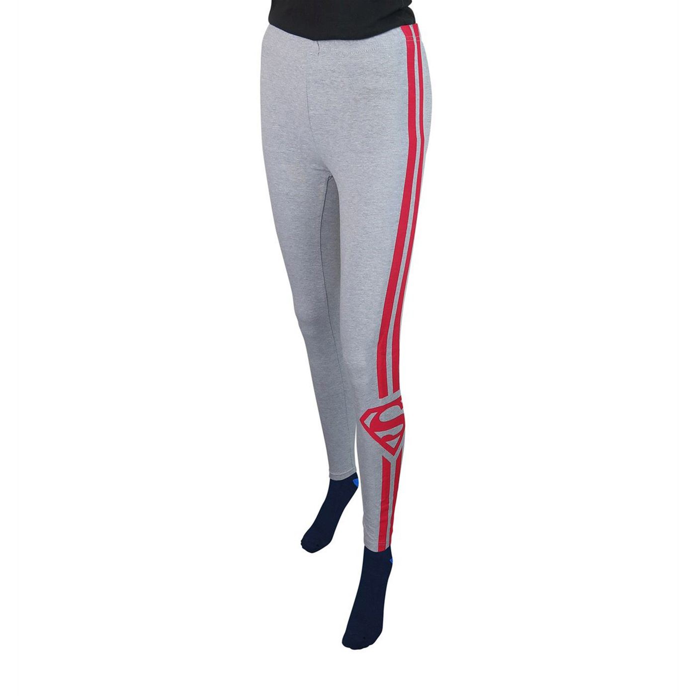 Superman Symbol Racer Stripes Women's Leggings, Red