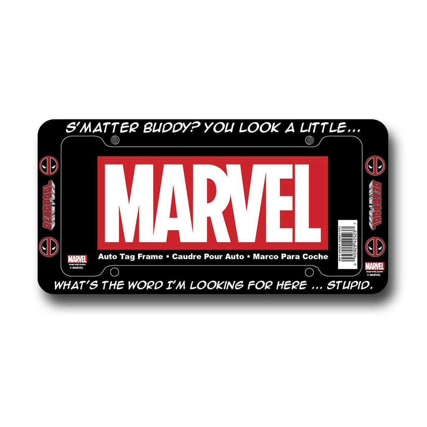 Deadpool You Look Stupid License Plate Frame, Black