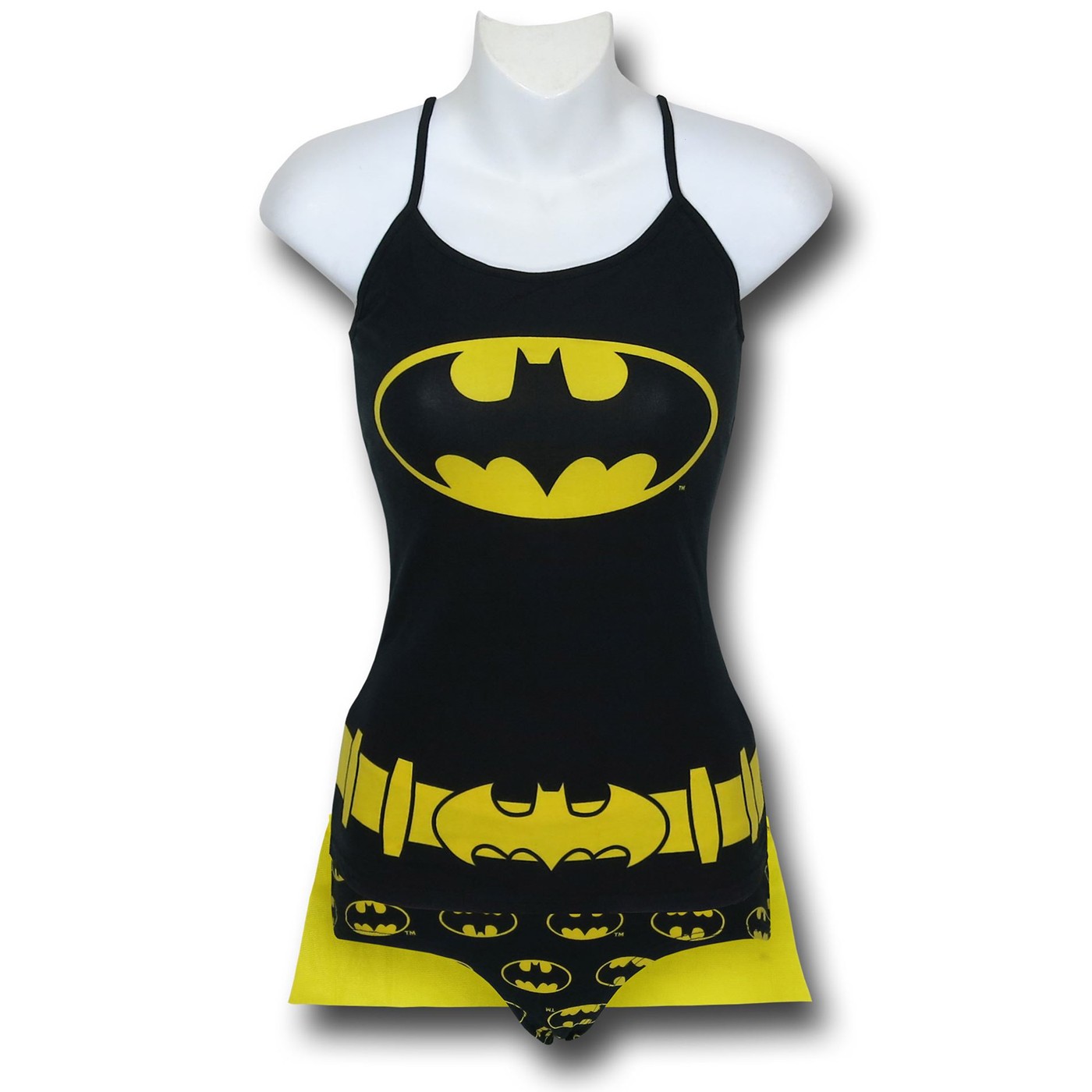 Batgirl Costume Women's Cami and Caped Panty Set, Black