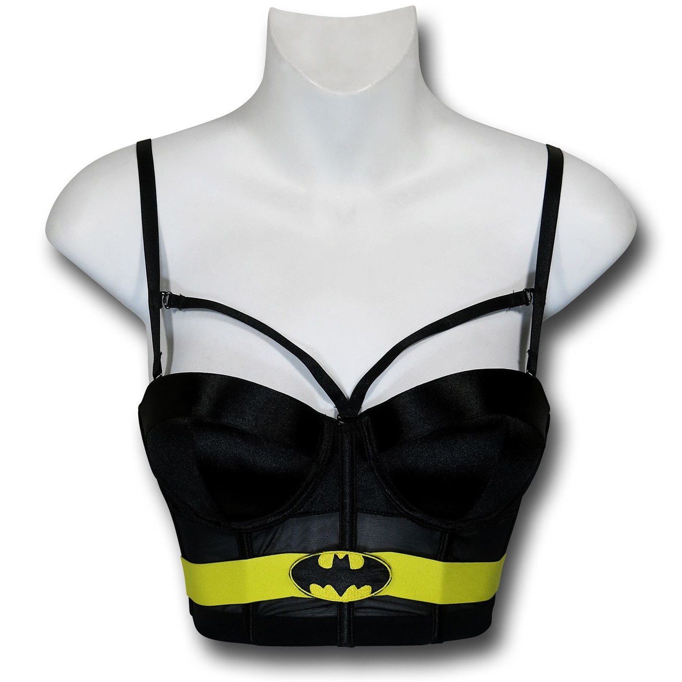 Batgirl Women's Long Line Mesh Bra, Black