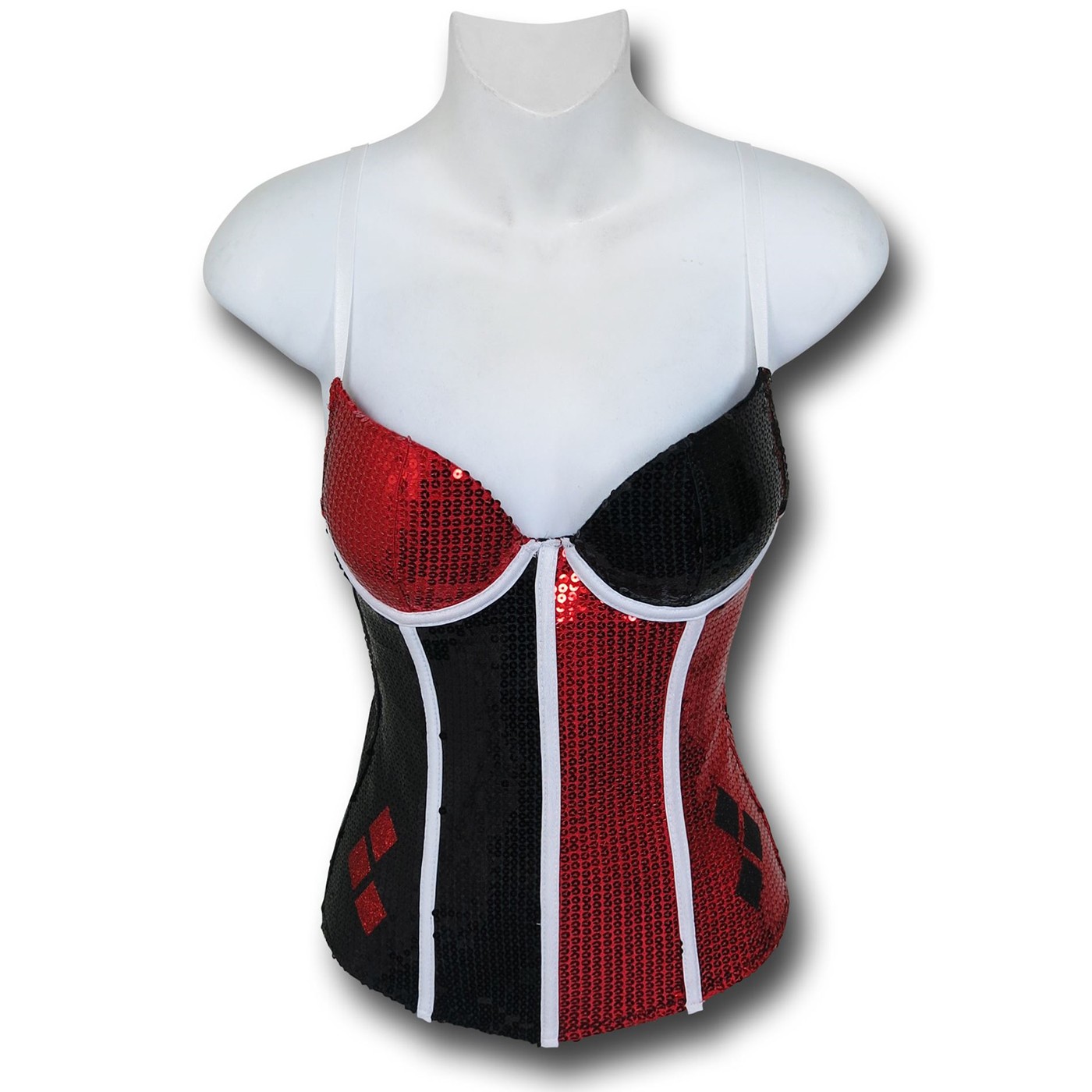 Harley Quinn Women's Sequin Corset, Red