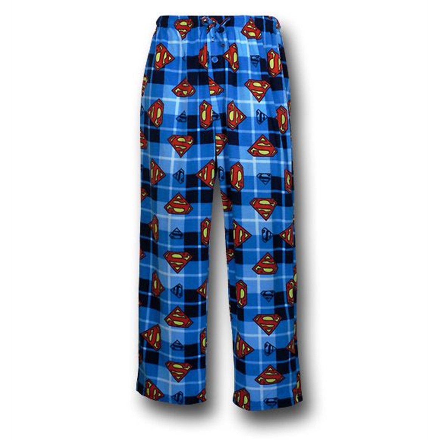 Superman Symbol Checkered Fleece Lounge Pants, Blue