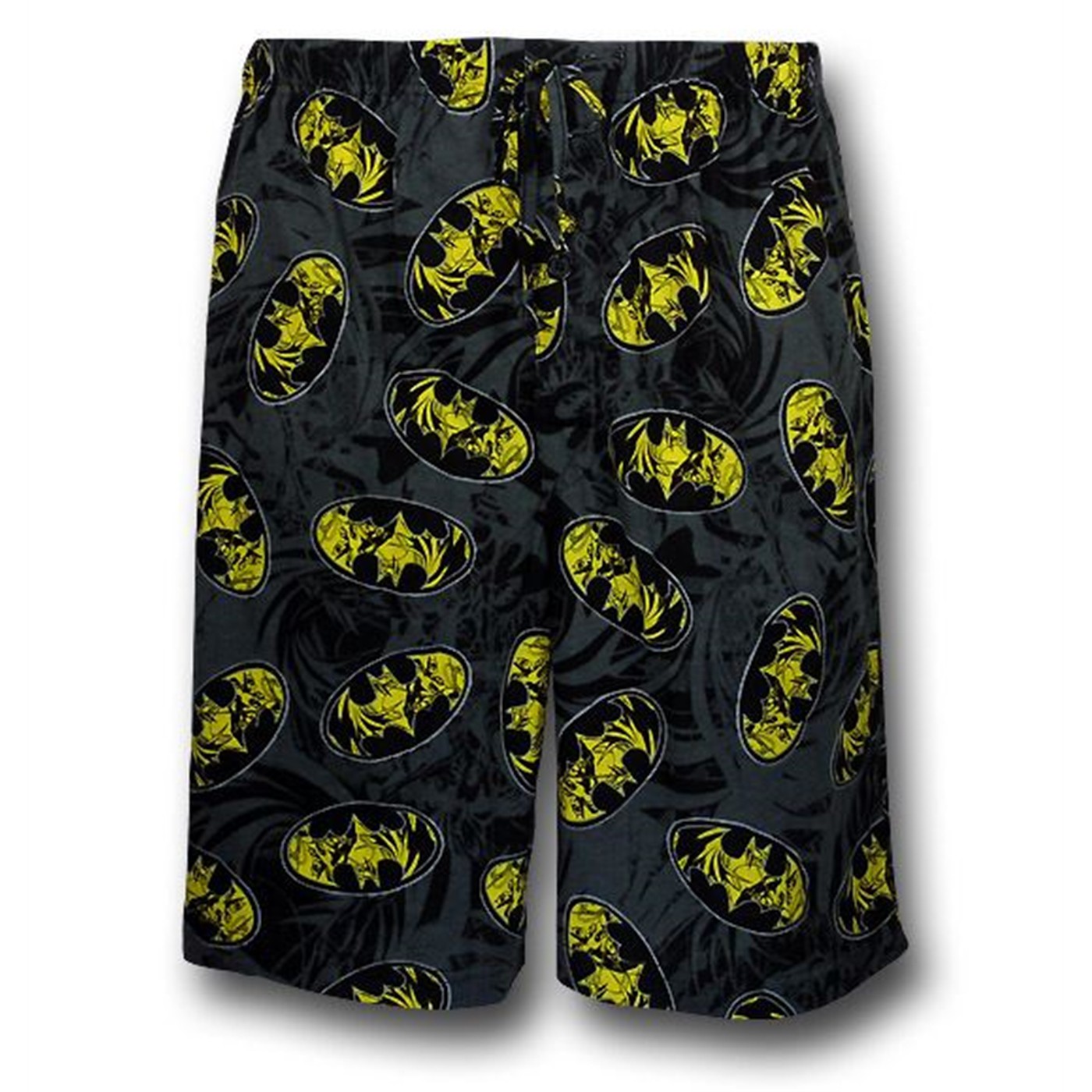 Batman Yellow Symbol Negative Print Lounge Shorts, Grey