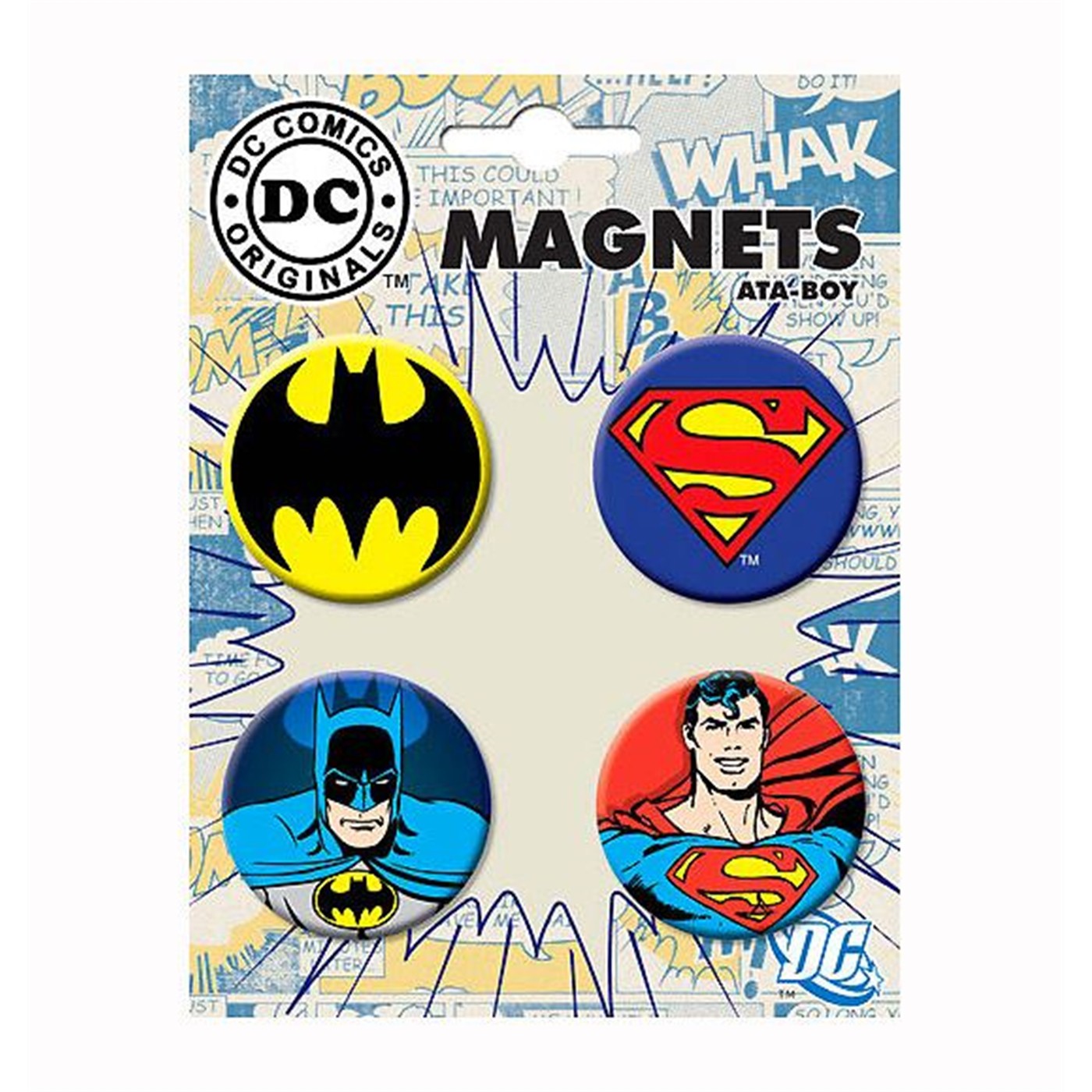 Superman and Batman Button Magnet Set