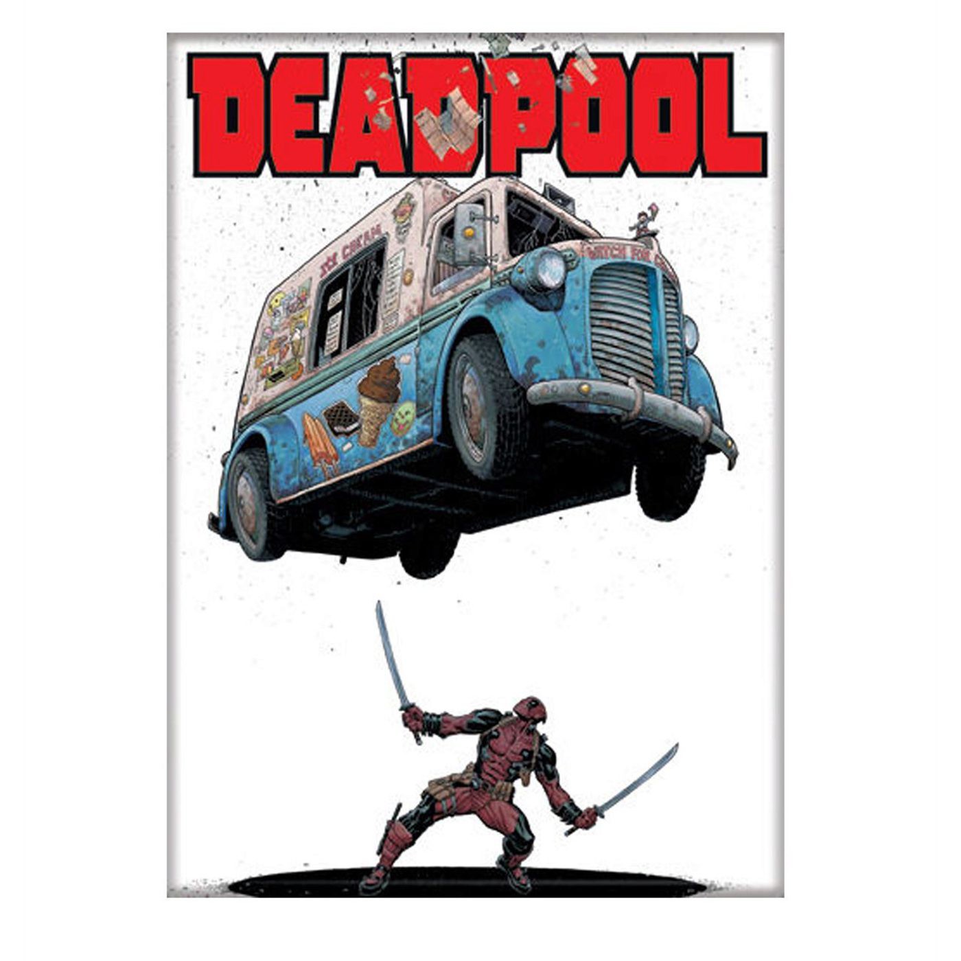 Deadpool Incoming Ice Cream Truck Magnet, Black