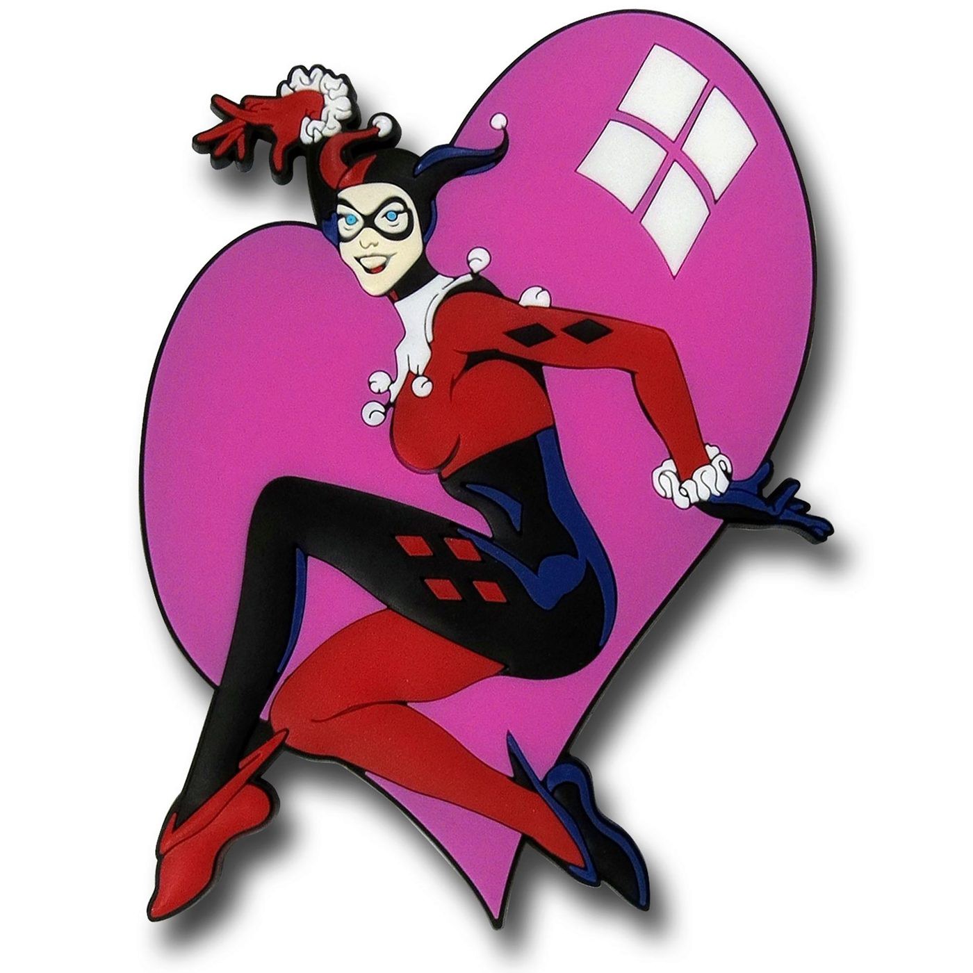 Harley Quinn Big Heart Rubber Magnet, Pink