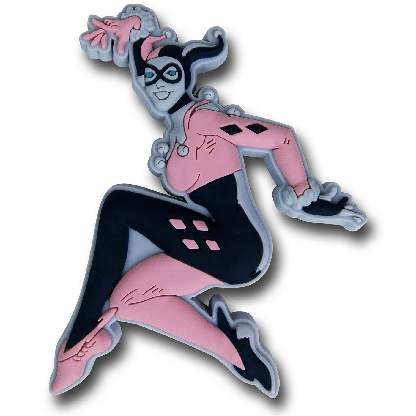 Harley Quinn Pink & Black 3-D Magnet, Pink