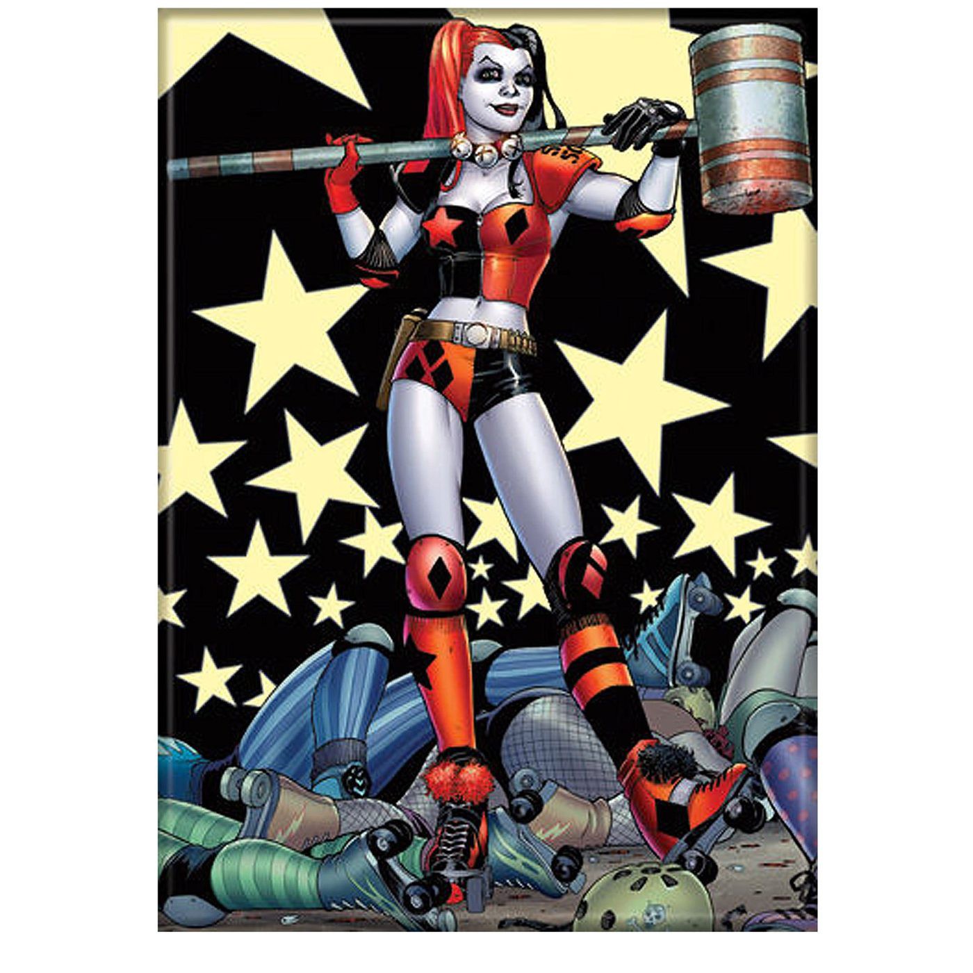 Harley Quinn Hammer & Stars Magnet, Black