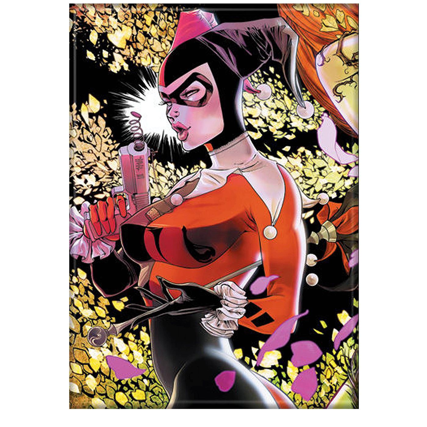 Harley Quinn Petals & Gun Magnet, Black