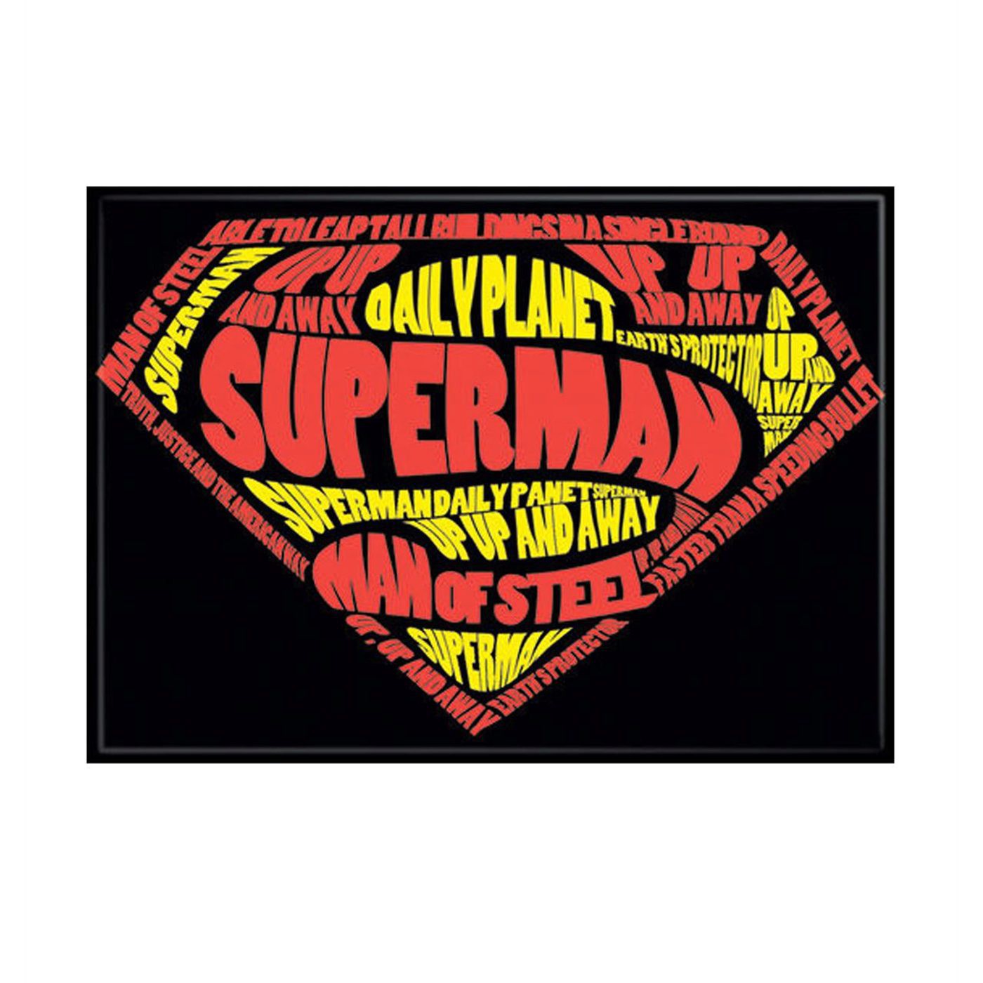 Superman Text Symbol Magnet, Black