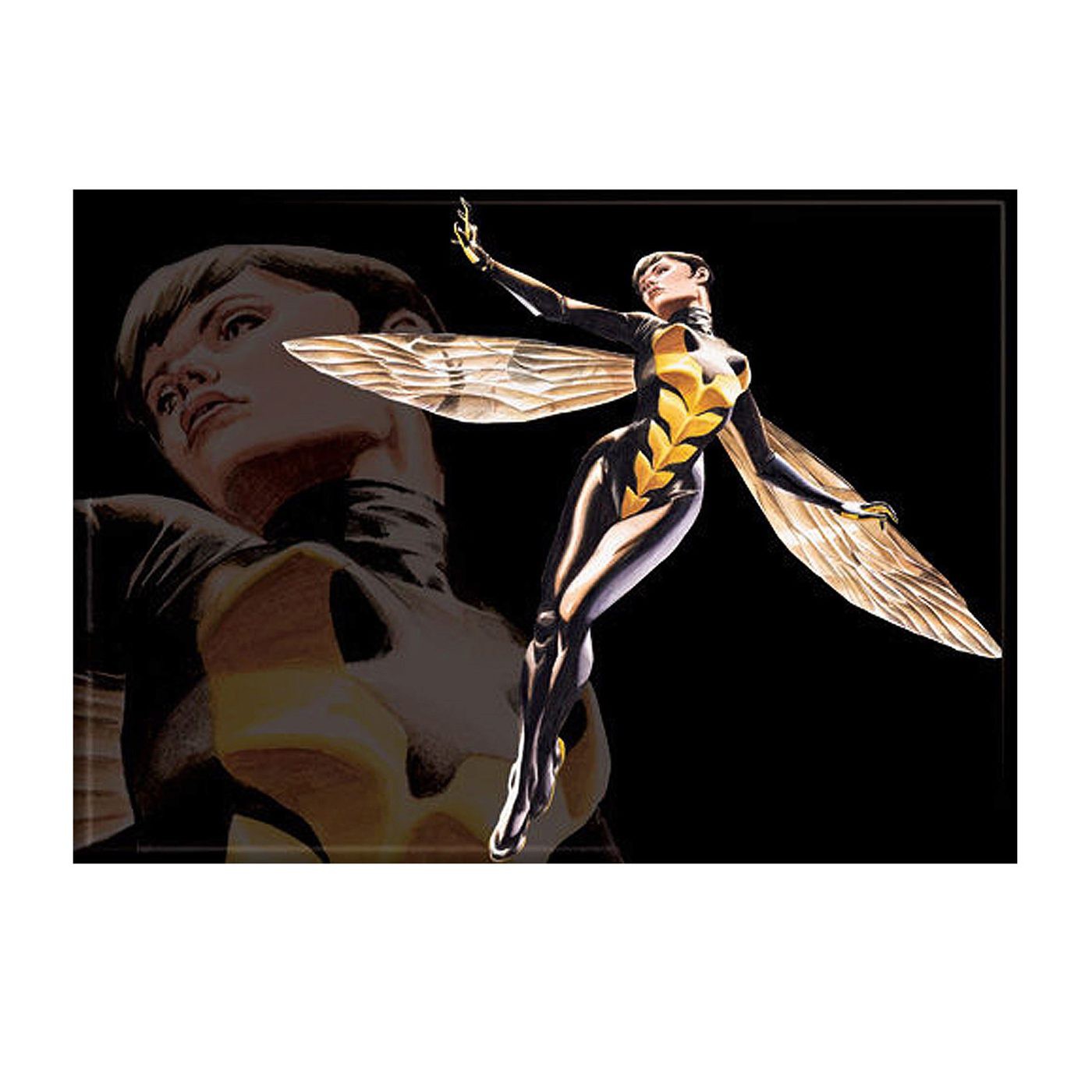 Wasp in Flight Magnet, Black