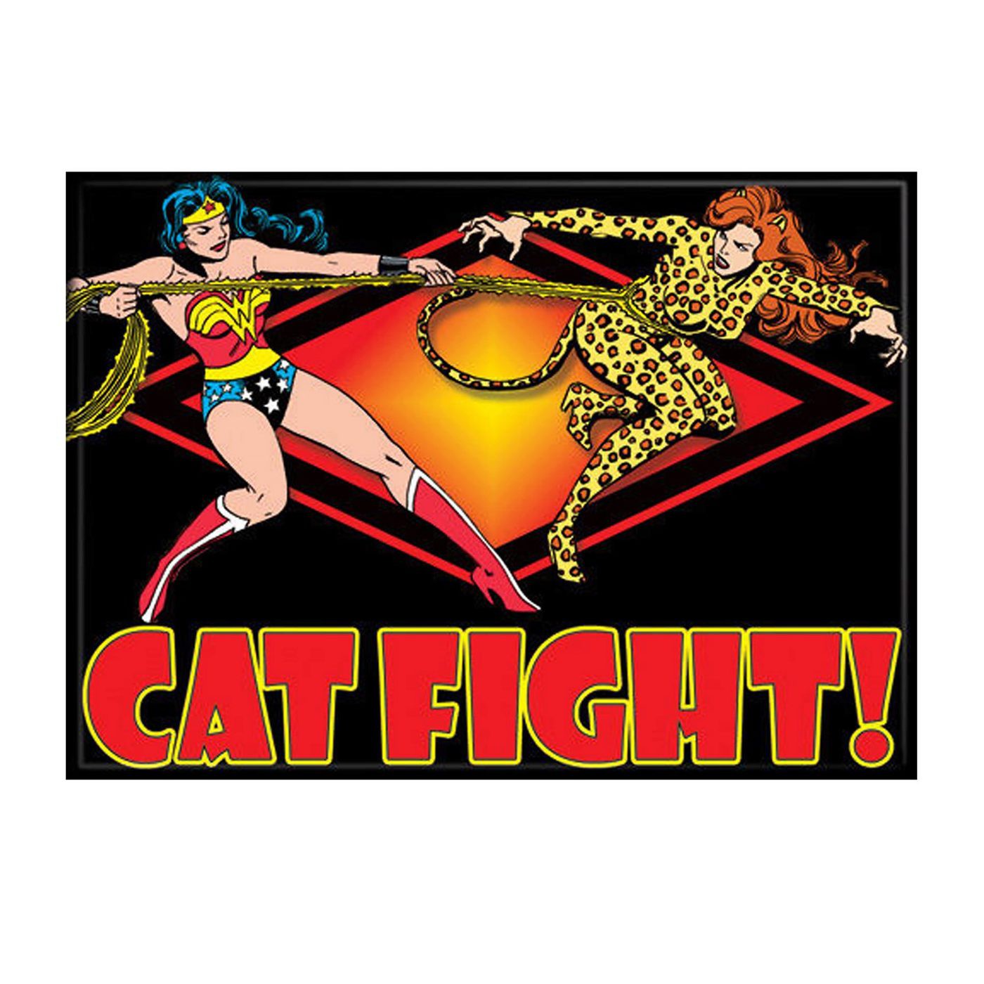 Wonder Woman Cat Fight Magnet, Black