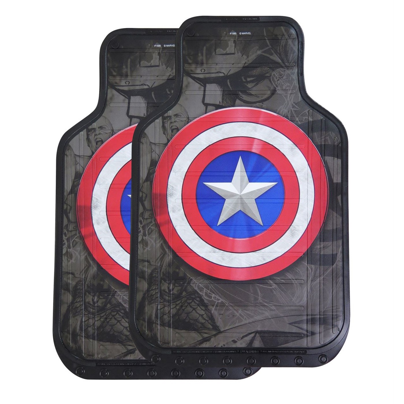 Captain America Shield Floor Mat 2-Pack, Black