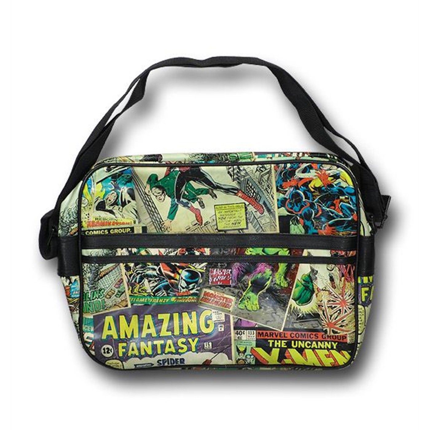 Marvel Classic Cover Mosaic Shoulder Book Bag, Black
