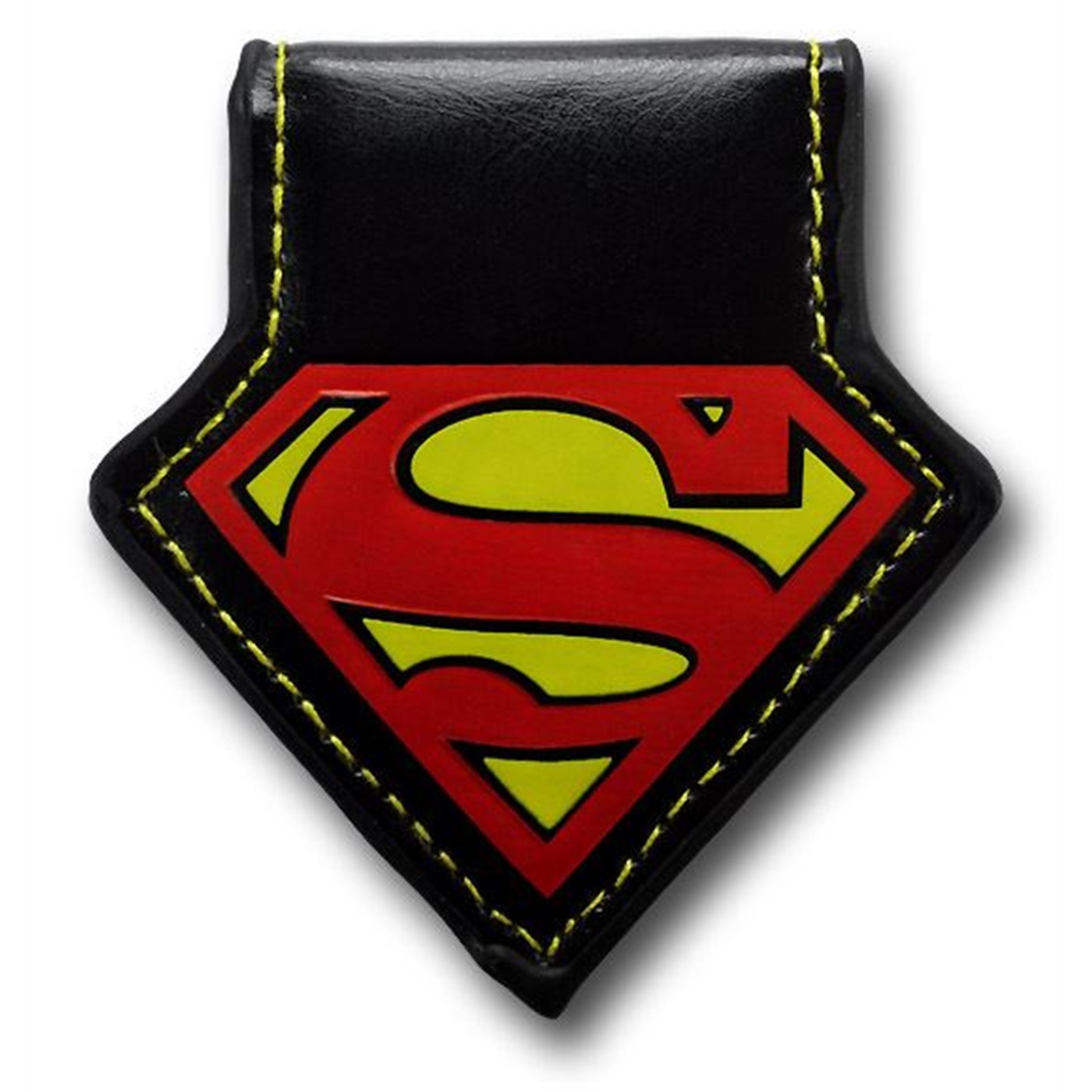 Superman Symbol Black Leather Money Clip, Black