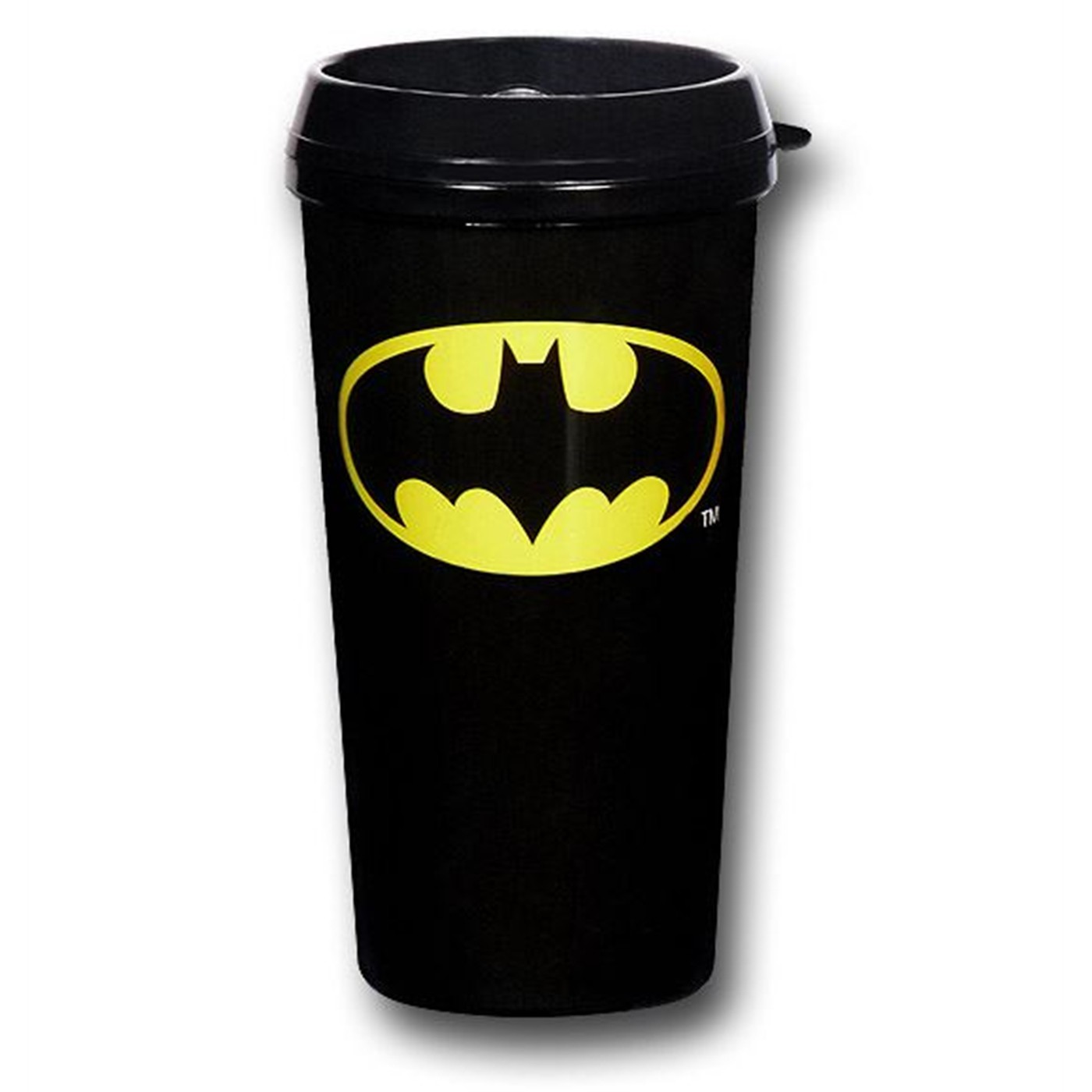 Batman Symbol Black Plastic Travel Mug, Black