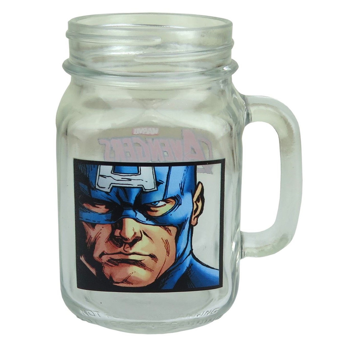 Captain America Close-Up Mason Jar Mug, Blue