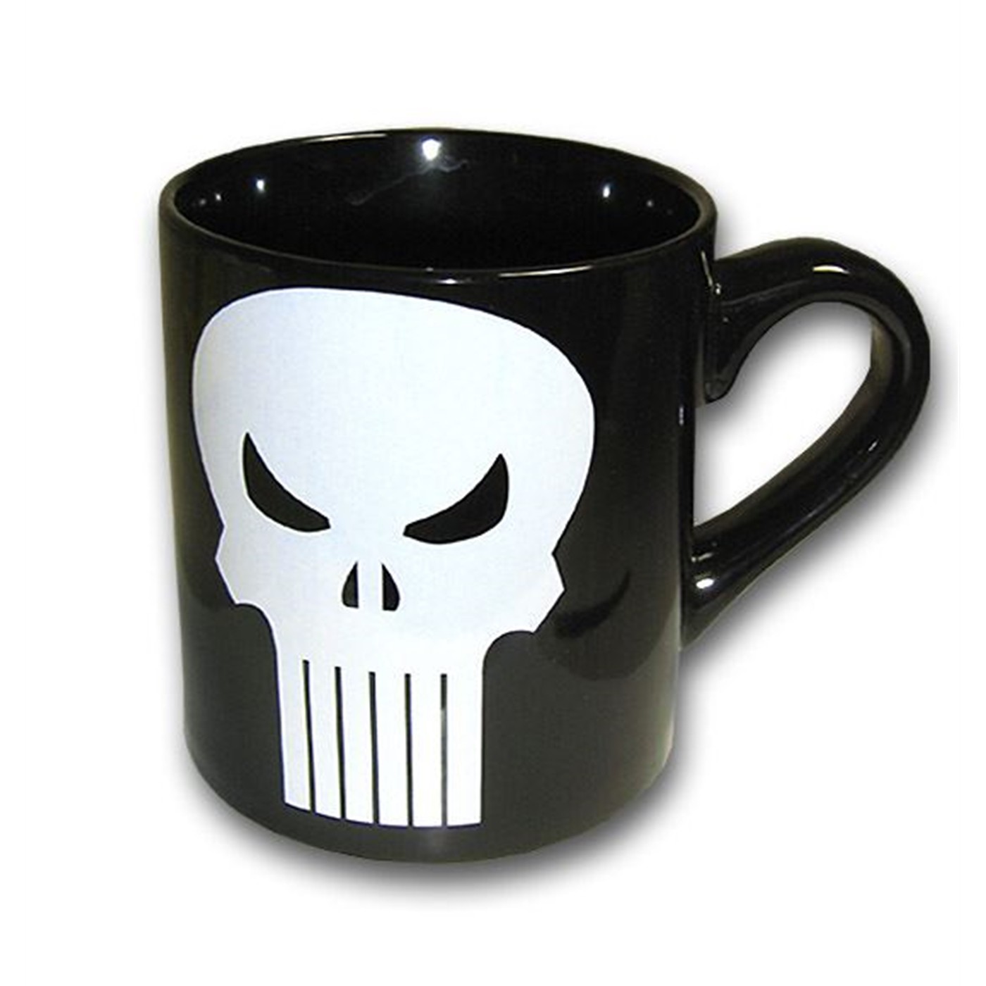 Punisher White Skull Symbol Ceramic Mug, Black
