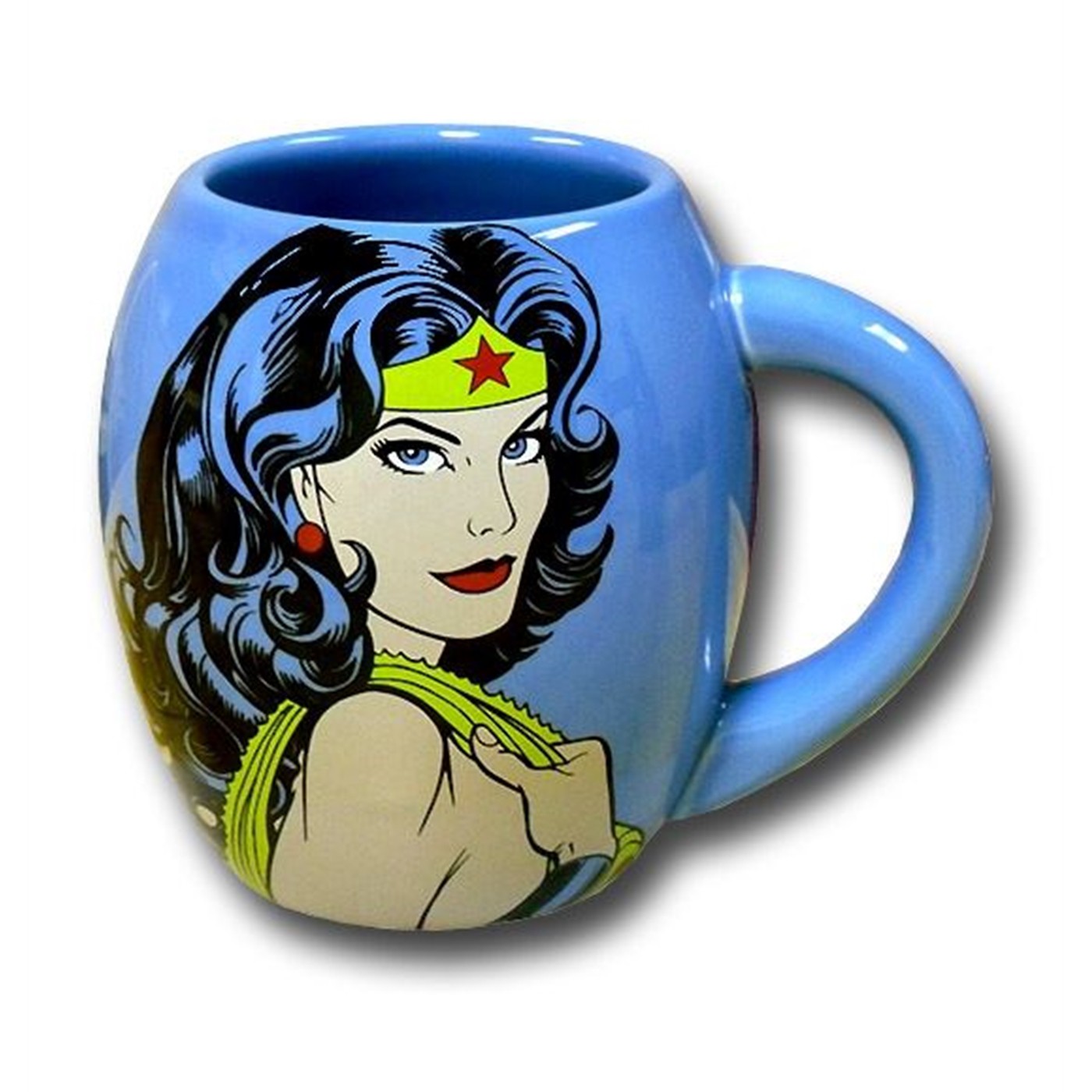 Wonder Woman 18 oz Sky Blue Barrel Decal Mug, Blue