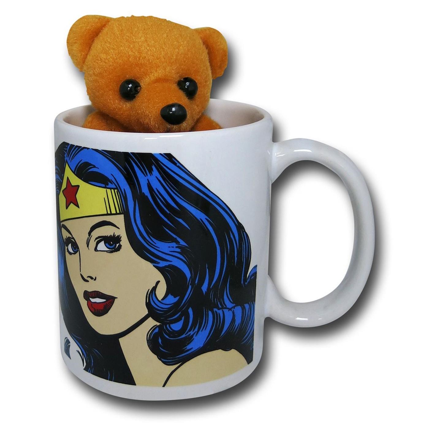 Wonder Woman Cuddle Up Mug with Bear, Black