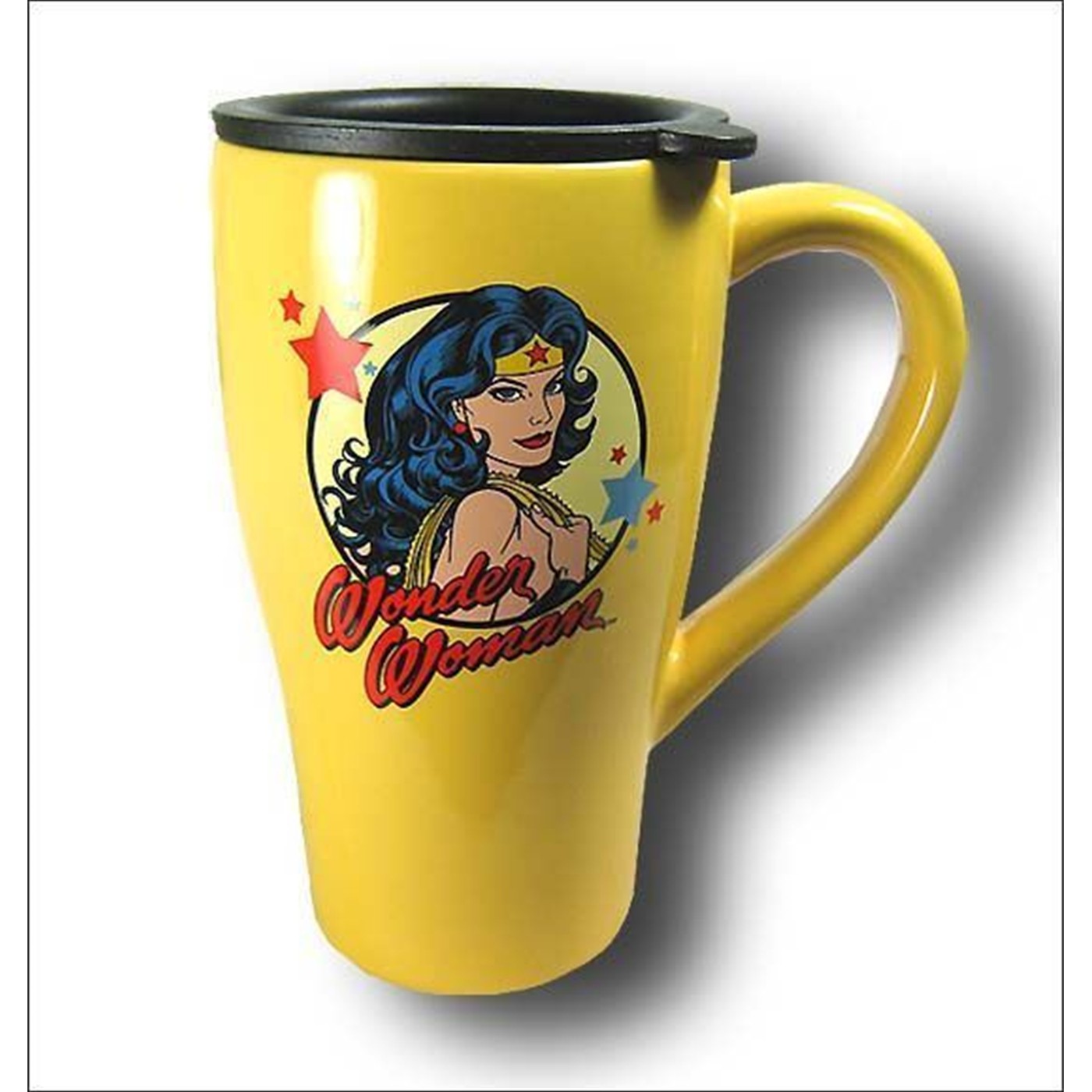 Wonder Woman Yellow Shouldered Lasso Travel Mug, Yellow